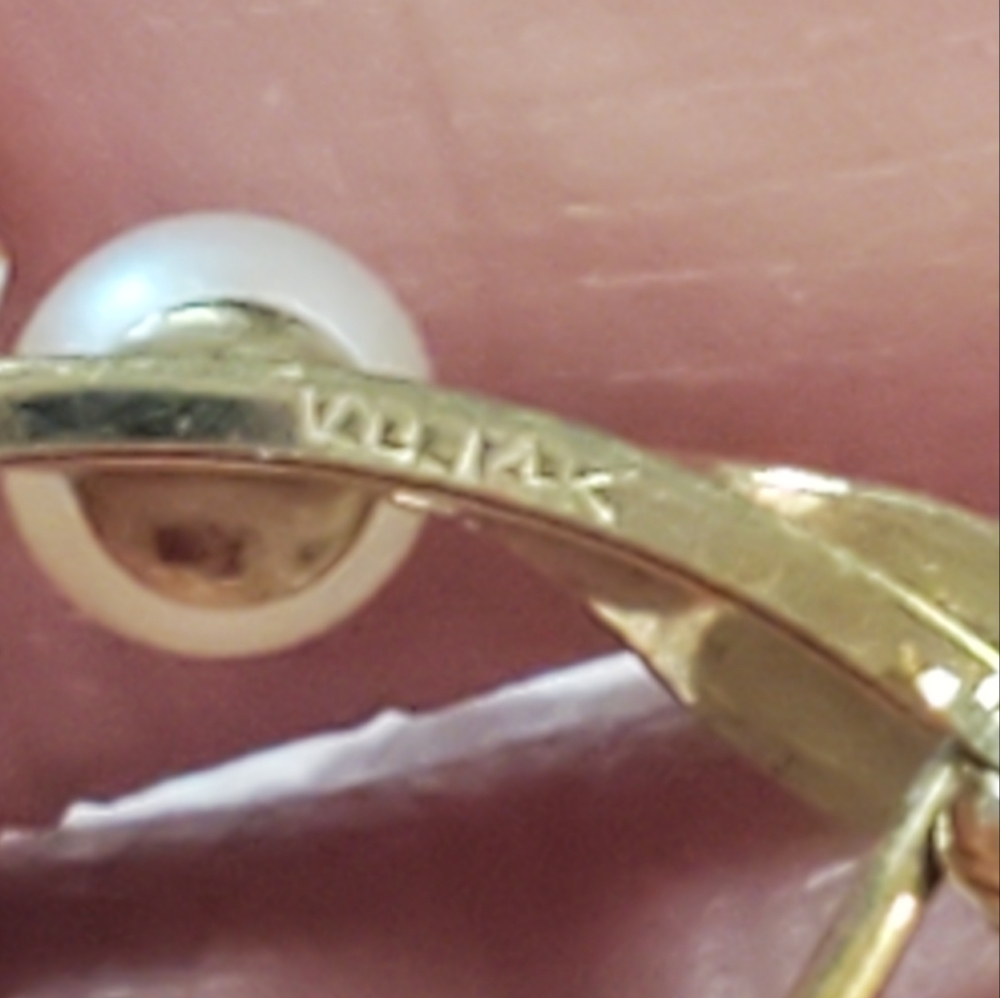 14k Yellow Gold And Pearl Vintage Wreath Brooch/Pin - Picture 5 of 11